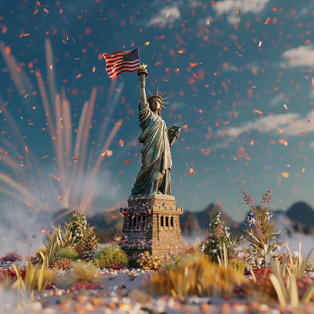 Photo 3d rendered photos of united state independence day