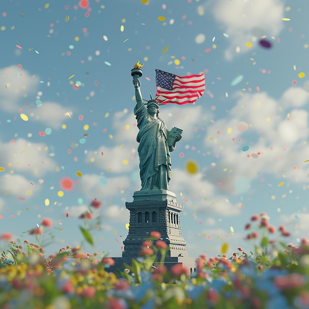 Photo 3d rendered photos of united state independence day