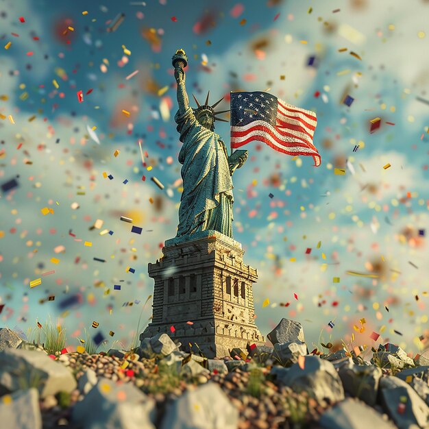 Photo 3d rendered photos of united state independence day