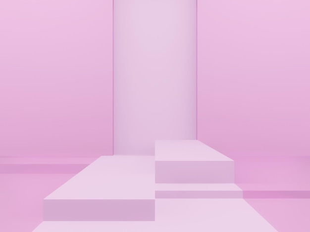 3D rendered pink geometric podium Pink background