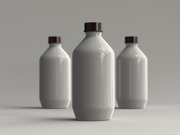 Photo 3d rendered plastic bottles without a label