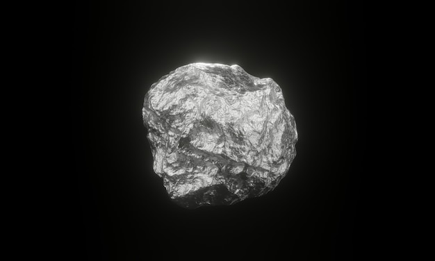 3D rendered pure silver ore with copy space