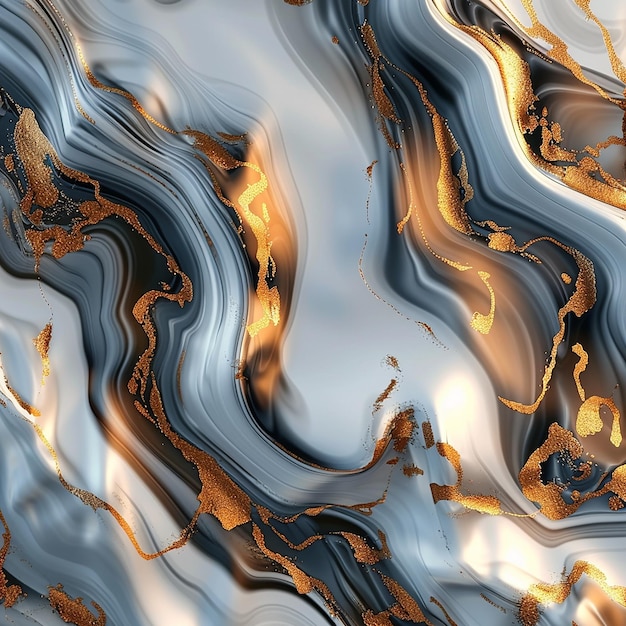 Photo 3d rendered realistic liquid marble background with gold