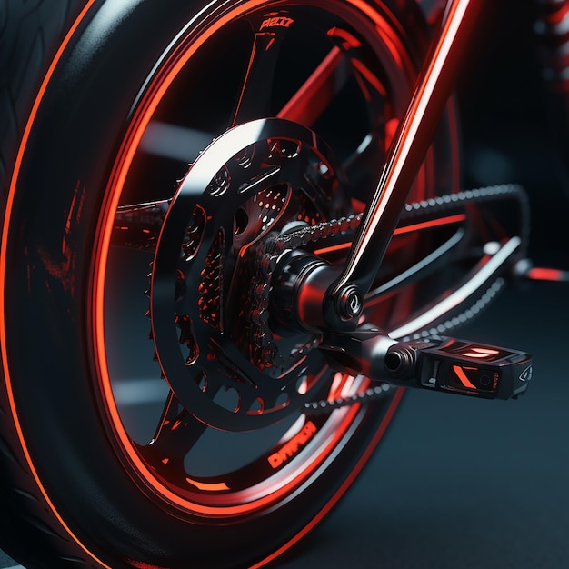 3d rendered red bicycle close view