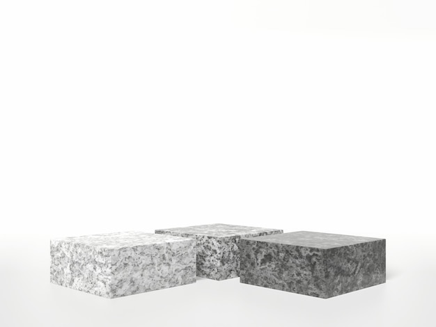 3D rendered rock podium on white background. Stone mockup.