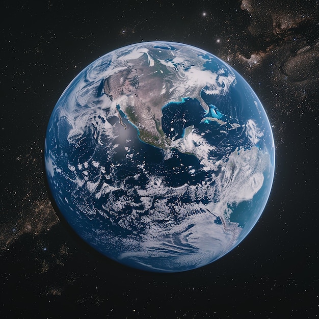 3d rendered satellite view of planet earth high definition with space background