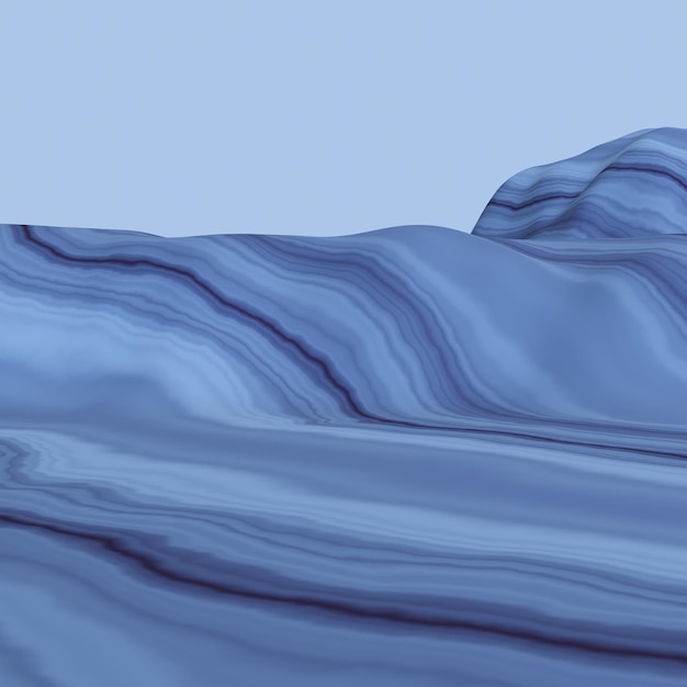 3D rendered sedimentary mountain Bedded terrain