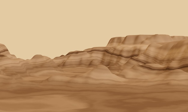 3D rendered sedimentary mountain Sandstone hill