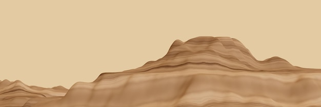 3D rendered sedimentary mountain Sandstone hill