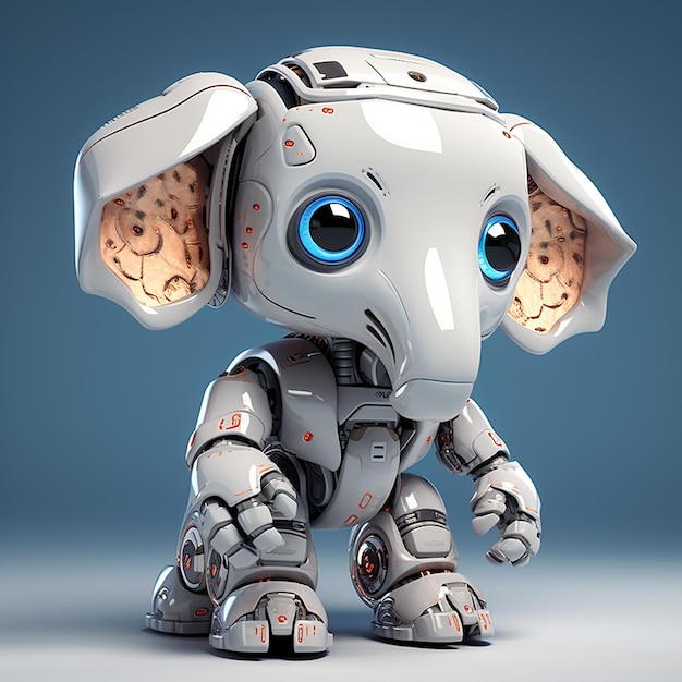 3d rendered simple Cute elephant calf robot in studio