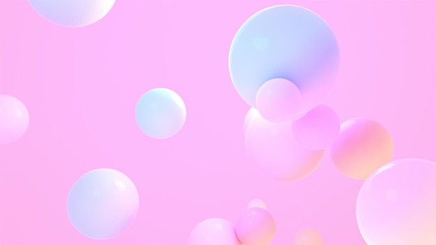 3d rendered soft pastel gradient color balls in the air