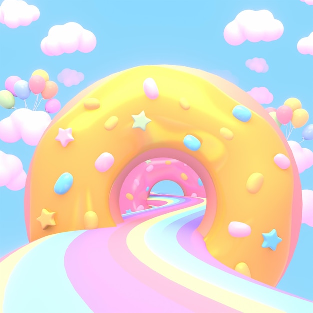 3d rendered sweet donut world