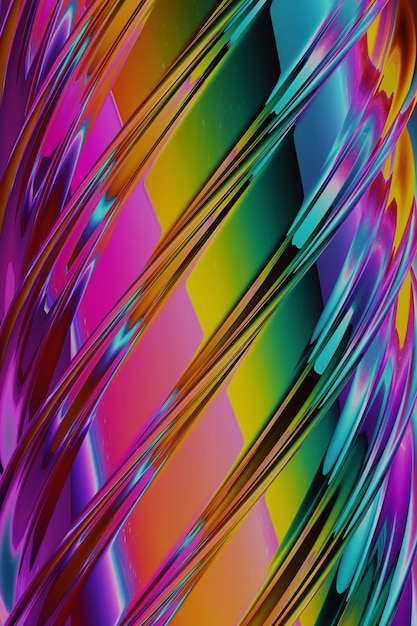 3d rendered vertical image with diagonal lines and holographic colors