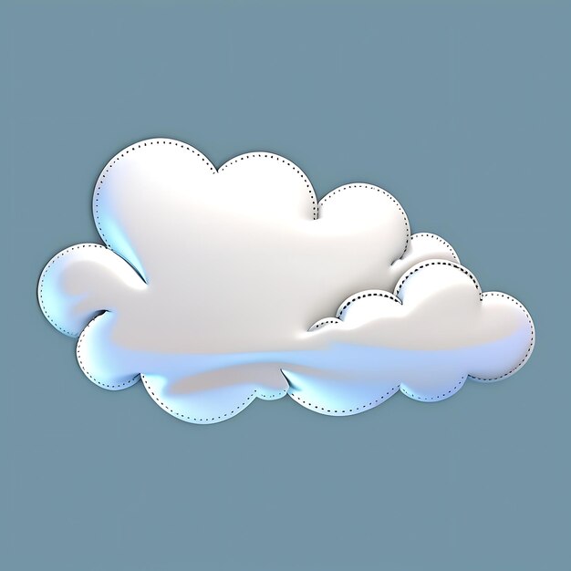 3D Rendered White Cloud with Stitched Edges