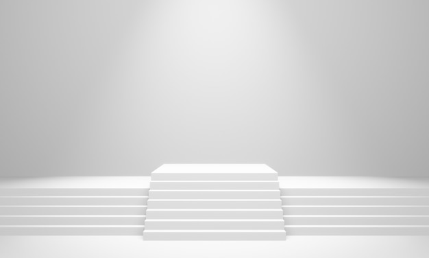 3D rendered white stair stage