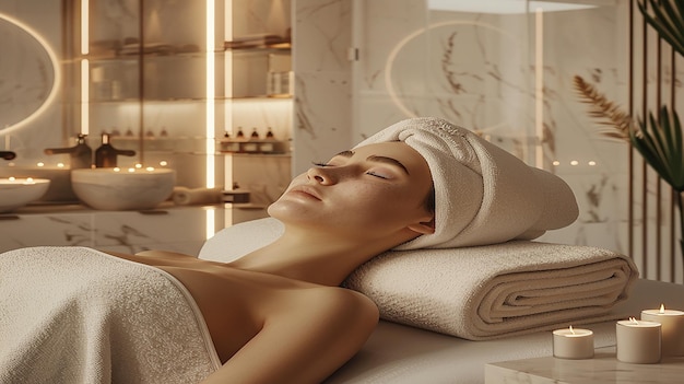 3D rendered a Woman getting services in spa and beauty salon