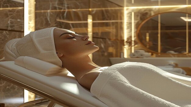 3D rendered a Woman getting services in spa and beauty salon