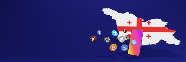 3d Rendering 10 Cryptocurrency rising chart Blockchain in Georgia