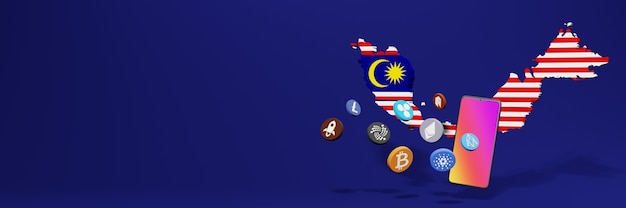 3d Rendering 10 Cryptocurrency rising chart Blockchain in Malaysia