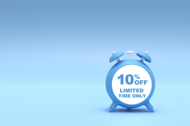 3D Rendering 10 percent limied time offer with freespace for texting on pastel blue background Special Offer 10 Discount Tag Super sale offer and best seller