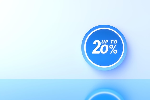 3D Rendering 20 percent off with freespace for texting on pastel blue background Special Offer 20 Discount Tag Super sale offer and best seller