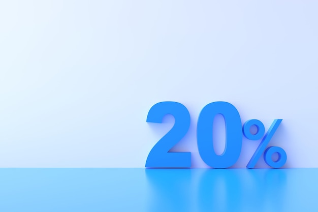 3D Rendering 20 percent off with freespace for texting on pastel blue background Special Offer 20 Discount Tag Super sale offer and best seller