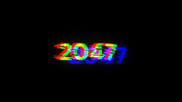 3D rendering 2047 text with screen effects of technological glitches