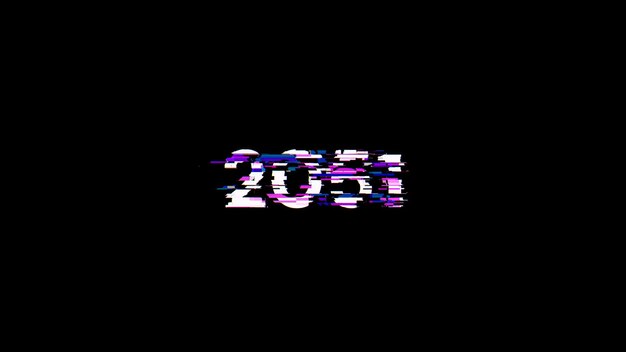 Photo 3d rendering 2051 text with screen effects of technological glitches