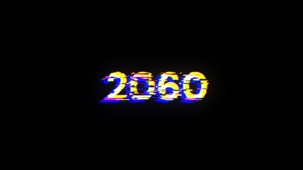 Photo 3d rendering 2060 text with screen effects of technological glitches