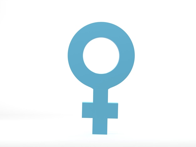 Photo 3d rendering 3d illustration blue female gender sign woman sex symbol on white background modern minimal design element concept