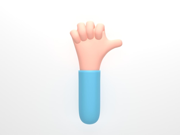 3D rendering 3D illustration Cartoon character hand shows thumb up like gesture isolated on white background