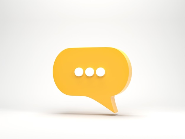 3D rendering 3D illustration Chat bubble icon isolated on white background Minimal yellow chat typing Design element for social media messages or comment