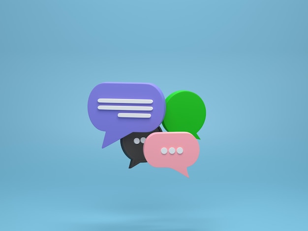 3D rendering 3D illustration Chat Bubble icons on blue background Talk balloon icon Speech bubble symbol