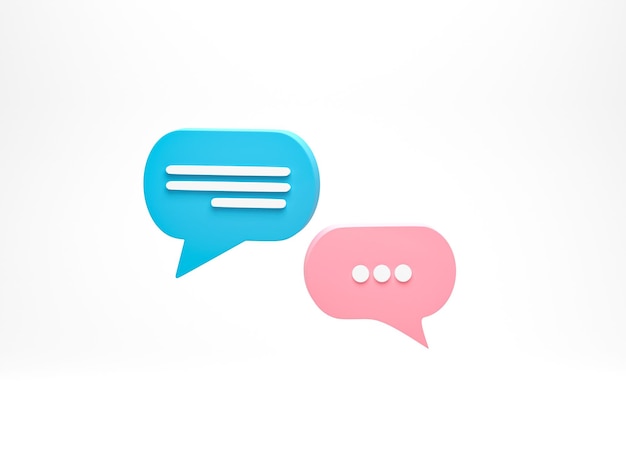 3D rendering 3D illustration Chat Bubble icons isolated on white background Talk balloon icon Speech bubble symbol