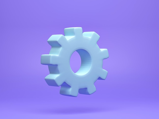 3d rendering 3d illustration Gear icon wheels isolated on purple background Minimal cogwheel gear concept