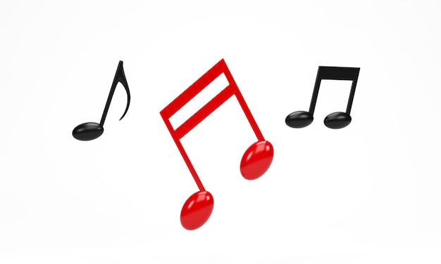 3D rendering 3D illustration Red music note icon isolated on white background Design element for song melody or tune flat