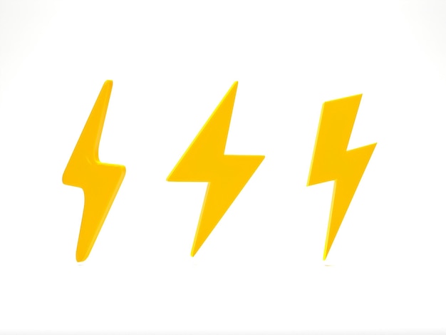 3D rendering 3D illustration Thunder yellow symbol bolt lighting icon concept of energy danger and power