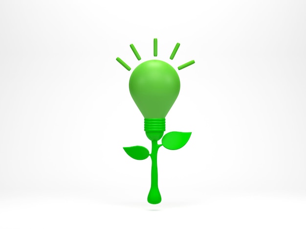 3d rendering 3d illustration Tree with light bulb flower on white background Concept of Renewable power and clean energy