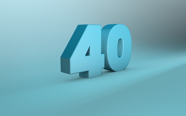 3D rendering of 40 number 3D Lettering forty number