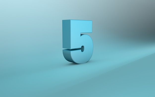 3D rendering of 5 number 3D Lettering five number