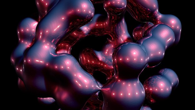 3D rendering abstract artistic surreal object based on metabolic spheres in the process of fusion