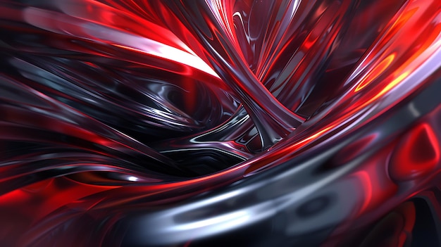 3D rendering Abstract background with red and black glossy shapes