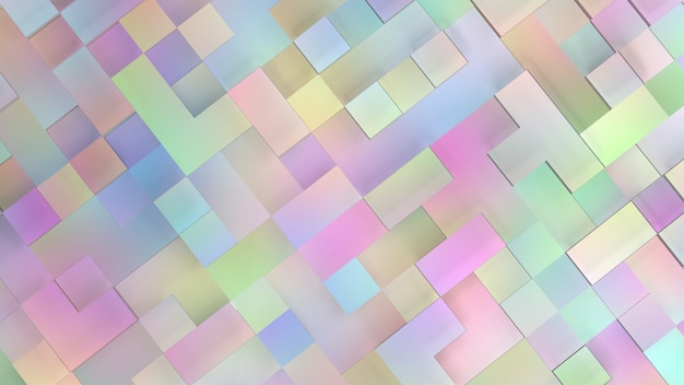 3d rendering of abstract background with squares pastel tone