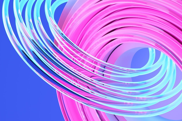 3D rendering abstract bluepink round fractal portal Colorful round spiral