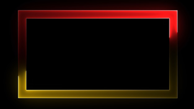 3D rendering of an abstract bright neon frame Luminous neon line of a rectangular path