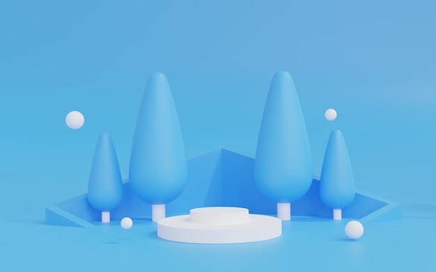 3d rendering of abstract Christmas scene with podium