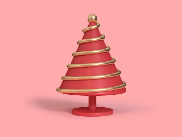 3d rendering abstract christmas tree red holiday christmas new year concept