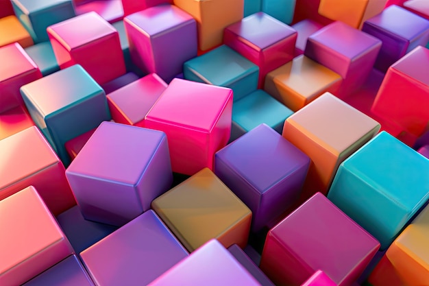 Photo 3d rendering of abstract colorful cubes