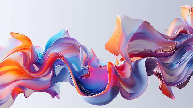 3D rendering of abstract colorful liquid shapes Holographic gradient