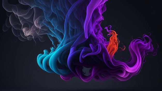 3D rendering of abstract colorful smoke shapes isolated on black background